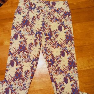 Lularoe OS Cream pinkish orange navy grey